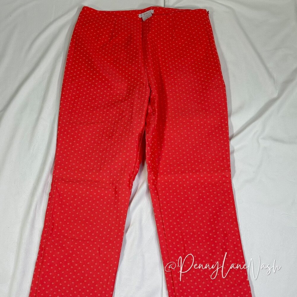 Eric Stella Mid-Rise Side Zipper Dotted Pants Size 6 Coral - Picture 5 of 15